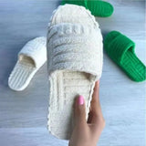 Shoes 2021 Trendy Home Embossed Cotton Slippers Women Comfortable Shoes Size 43 Indoor Slippers Flat Ladies