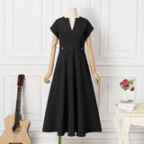ZANZEA Women Maxi Long Dresses 2022 Bohemian Short Sleeve Vestidos Oversized Summer Party Sundress Oversized V Neck Robes
