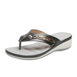 Breakj Flip-Flop Metal Buckle Beach Sandals Women's Slope And Leisure Women's Cool Slippers Non-Slip Round Head