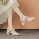 Breakj Spring And Summer New French Sandals Women's Low Heel Mary Jane Bow Evening Wind