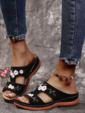 One-Size-In-One Slippers Women's Summer Roman Shoes Heel Thick-Soled Sandals Embroidered Women's Cool
