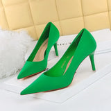 Breakj Korean Version Of Fashion Pedicure Delicate Show Thin High Heels Ultra High Heel Silk Shallow Pointed Single