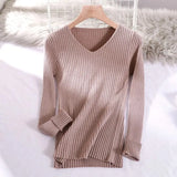 basic v-neck solid autumn winter Sweater Pullover Women Female Knitted sweater slim long sleeve badycon sweater