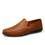 Italian Mens Shoes Casual Luxury Brand Summer Men Loafers Genuine Leather Moccasins Comfy Breathable Slip On Boat