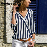 Women Striped Blouse Shirt Long Sleeve V-neck Shirts Casual Tops Blouse et Chemisier Femme Blusas Mujer de Moda