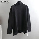 Winter splitside oversize thick Sweater pullovers Women 2021 loose cashmere turtleneck big size Sweater Pullover