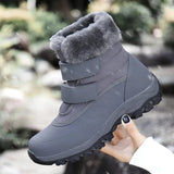 o'clock Winter Woman's Stylish Snow Boots High-top Warm Lined Anti-skid Shoes Outside Casual Slip-on Black Gray
