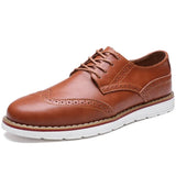Leather Men Casual Shoes Luxury Party Dress Shoes Men Oxfords Shoes British Trendy Brogue Shoes Lace-up Plus Size