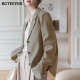 Elegant Office Ladies Loose Single-breasted Blazer Women Solid Notched Collar Suit Jackets 2021 Spring Outwear