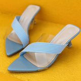 Women Square Toe2021 Slippers Flip Flop Ladies Fashion High Heels Sandals Transparent Women's Casual Shoe Female