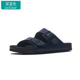 Summer Men Cork Slippers PU Leather Men's Sandals Fashion Flip Flops For Men Black Mule Clogs Slippers Footwear