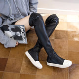 Platform Pu Leather Knee High Boots Women Shoes Woman Retro Punk Height Increasing Long Boots Lace Up Booties Mujer