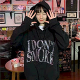Jacket 2021 Hoodies Long Sleeve Autumn/winter Models Hot Rhinestone Letters Loose Hooded Letter Printing Sweatshirt