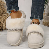Breakj Cotton Slippers Lady Winter Home Wearing Retro Anti-Slip Thick Bottom Plus Velvet Warm Moon
