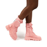 woman shoes high heels sexy Chunky Boots Fashion Pocket Platform Boots Women Ankle Boots Female Sole Pouch Botas