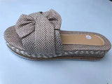Breakj Thick-Bottomed Bow Slippers Women's One-Character Slope And Loose Cake Large Thick-Bottomed Cool Slippers Women's