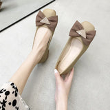 Single Shoes Women's Shoes With One Foot Shallow Mouth Women's Shoes 2023 Autumn New Style French Style Bow-Tie Women's Bean