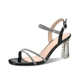 34-40 Women Crystal High Heels Sandals Sequined Ankle Strap Shoes 2022 Summer Gold Silver Purple Black Zapatos Para