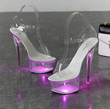 Breakj 34-43 Hate Sky High Nightclub High Shoes Luminous Sandals Women's Shoes Show Pole Dancing Shoes Crystal