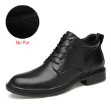 Size 35~50 Warm Heighten Boots Genuine Leather Men Boots High Quality Autumn Snow Boots Men Waterproof Soft Ankle