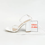 Breakj Women's Fashion Square Head Sandals Toe Comfortable Simple High-Heeled Sandals Temperament Women High Heel
