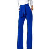 Bandage Waist Casual Black Wide Leg Pant Women Womens Autumn Elegant Fashion Female Red Flare