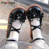 Lolita Shoes Femme Fashion Lace Zapatillas Mujer 2022 spring Heart Patchwork Woman Flats Mix Color Buckle Ladies