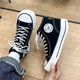 Women's Canvas Shoes 2024 Spring Lace Up Round Toe Causal Flat Shoes Student Sneakers Girls Skateboard Vulcanized Tennis