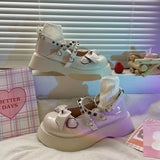 2022 new platform shoes heart buckle Lolita shoes punk gothic rivet JK uniform leather shoes girls Mary Jane shoes women's