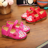 Breakj Shoe Box Girls Embroidered Cloth Shoes, Flat Single Shoes, Children's