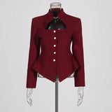 Fashion High-End Feel Top 2025 New Hollow Waist Irregular Design Long-Sleeved Short-Sleeved Blazer Women