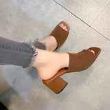 Women Sandals Slippers Luxury Summer Outdoor Casual Women Shoes Open Toe Soft High Heels Slides Black Mules Sandals Size