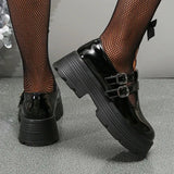 Japanese Style Platform Shoes for Women Fashion Double Buckle Pu Leather Loafers Woman Thick Bottom Gothic Shoes