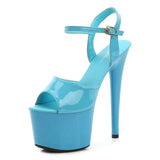 Breakj Lacquered Leather Sandals High Heels Sexy Black Waterproof Platform Hate Day High Slippers Female