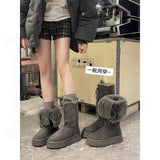 Breakj Snow Boots Women 2025 New Winter Tie With Two Long Boots Plus Velvet Thick Cotton