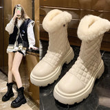Women's Winter Boots 2021 New Fashion Fur Plush White Snow Boots For Women Black Beige Platform Ankle Boot Female