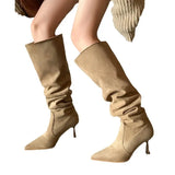 Breakj Barrel Pile Pile Boots Pointed Long Boots Women And High Boots High And Coarse Legs Over The Knee