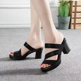Breakj High-Heeled Women's Shoes 2025 Summer New Word With Flash Powder Waterproof Table Sandals Fish Mouth Coarse And Cool Slippers