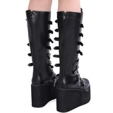 New Punk Women Boots Hot High Heels Big Size 43 Gothic Style Thick Bottom Wedges Shoes Fashion Ankle Boots Woman Pumps
