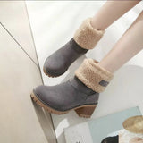 Breakj Autumn And Winter Large Size Wool Women's Boots Thick Heels High Heels Two Warm Women's Boots Boots Cotton Shoes Snow