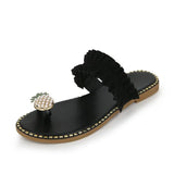 Hot Summer Flat Heel Women Ladies Sandals Toe Ring Bohemia Sandals With Ananas Flat Shoe Outdoor Holiday Slides