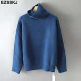 Women's Sweater Autumn Winter Warm Turtlenecks Casual Loose Oversized Lady Sweaters Knitted Pullover Top Pull