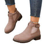 Breakj Short Boots Women's New Short-Box Retro Coarse And Flat-Bottomed Martin Boots Side Zipper British Style Women's