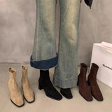 Breakj Short Boots 2024 New Autumn French Small Ankle Boots After Zipper Rough And Velvet Face Thin Martin