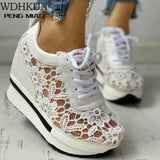 Summer Lace-up Breathable Women Sandals Wedges Chunky Heels Height Increasing Paltform Female Ladies Shoes Zapatos De