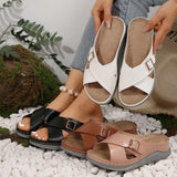 Platform Wedge Sandals Thick Sole Slippers Women Cross Strap Beach Sandals Comfort Soft Anti-Slip Flip Flops Plus size