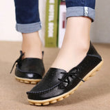 Shoes Genuine Cow Leather Soft Comfy Ladies Flat Shoes Outdoor Candy Colors Ballet Women Footwear Lace-Up Zapatos