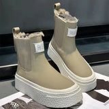 boots New women's winter shoes Thick soles Platforms ankle boots Round toe thick plush warm cotton shoes Side zippers