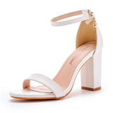 Breakj Cm Thick Heeled Light Mouth With Sandals Round Head Square Thick Heel Sandals White Bridal Wedding Dress