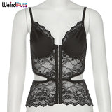 Puss Sexy Camisole Women Corset Top Lace Cut Out Women Deep v-Neck Beach Tunic Waistless Tank Top Sleeveless Fashion